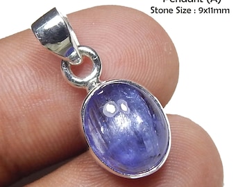 Cabochon Tanzanite Pendant: 925 Sterling Silver, Lightweight