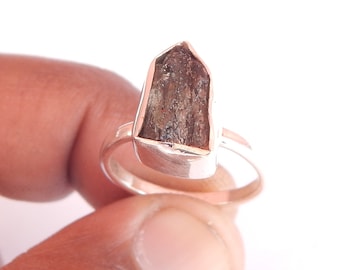 Rough Moldavite Ring: Sterling Silver Boho Gemstone Ring
