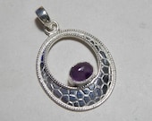 Natural 6x8mm Size Oval Shape Cabochon Amethyst Pendant, 925 Sterling Silver Pendant, AAA Quality Gemstone Silver Unique Designer Pendant.