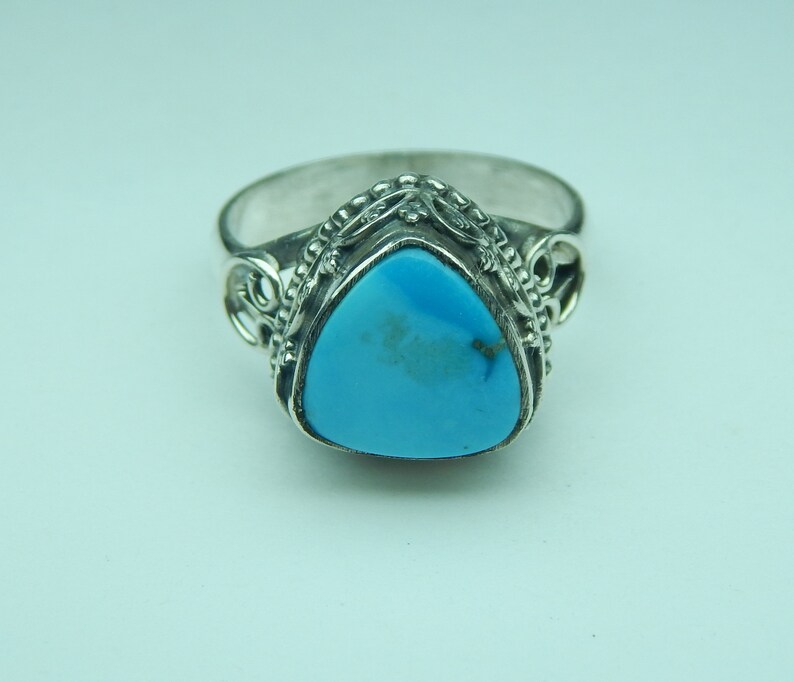 Trillion Shape American Turquoise Ring American Turquoise Silver Ring 925 Stamp Sterling Silver Ring Turquoise Stone Ring,SALE