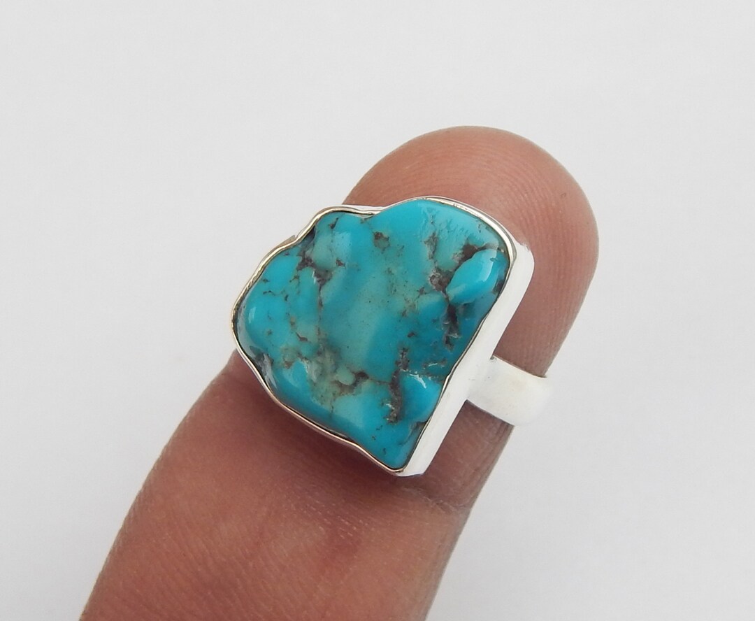 指輪・リング Arizona White Turquoise Ring Hand Made Rough Arizona Turquoise Silver Ring: 925 Sterling, Handmade - Etsy