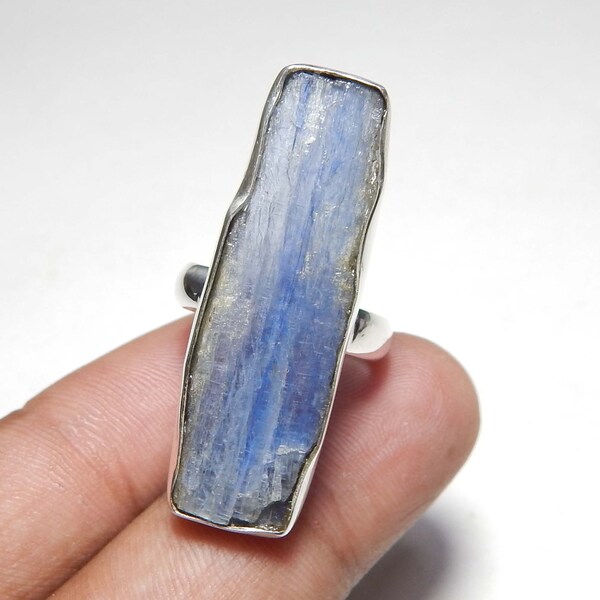 Raw Kyanite Crystal 925 Silver Adjustable Ring main image 1