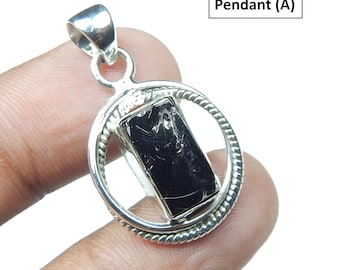 Rough Shungite Sterling Silver Pendant: Energy Grounding Crystal