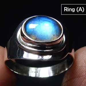 7x9mm Oval Shape Cabochon Blue Fire Labradorite Gemstone Ring, 925 Stamp Sterling Silver Ring Jewelry Gift For your Loved Once. SALE