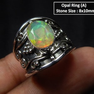 Facettiert Opal Ring, Multi Feuer Opal Stein Ring, Oval Opal Ring, Opal Ring Schmuck, Geschenk für Opal Ring Schmuck, Sterling Silber Ring.