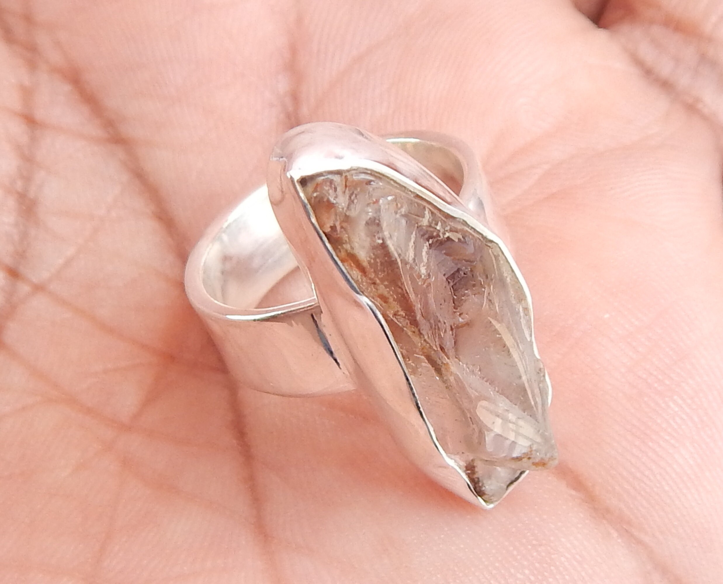Natural Angel Phantom Quartz 925 Sterling Silver Ring Rough Etsy