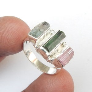 Multi Color Tourmaline 925 Sterling Silver Ring