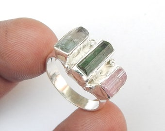 Multi Color Turmalin 925 Sterling Silber Ring
