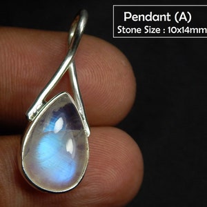 Blue Fire Rainbow Moonstone Pendant, June Birthstone, 925 Sterling Silver Pendant, Birthday Gift, Moonstone Necklace, Silver Jewelry Gift.