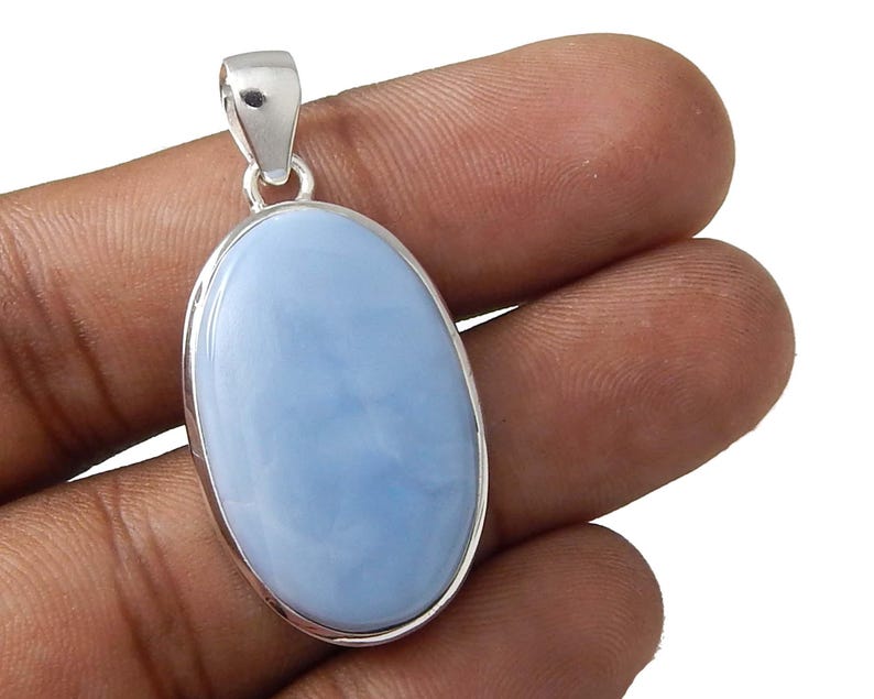 Blue Opal Pendant, 17x27mm Oval Shape Cabochon Gemstone Pendant, Gift