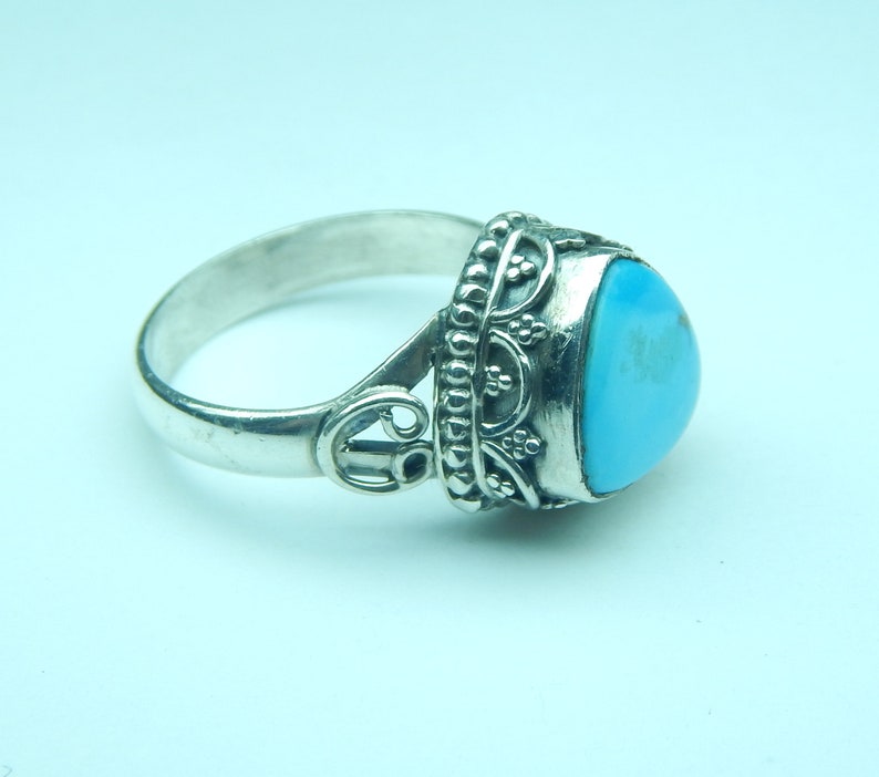 Trillion Shape American Turquoise Ring American Turquoise Silver Ring 925 Stamp Sterling Silver Ring Turquoise Stone Ring,SALE
