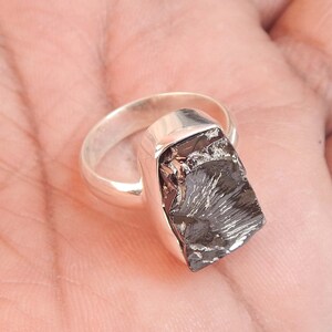 Natural Rough Shungite Gemstone Silver Ring, Handmade Ring, Everyday Jewelry, 925 Stamp Sterling Silver Ring, Birthday Gift, SALE