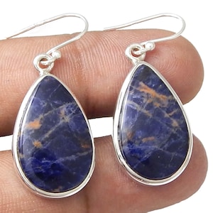 Sodalite Earring, Sodalite Gemstone Pair Silver Earring, Silver Earring Gift, 925 Sterling Silver Earring, Handmade Jewelry, Birthday Gift .