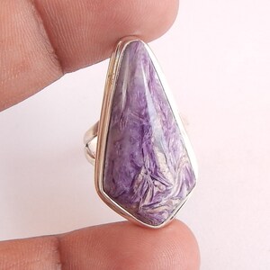 Charoite Stone 925 Sterling Silver Ring, Designer Charoite Handmade Ring.