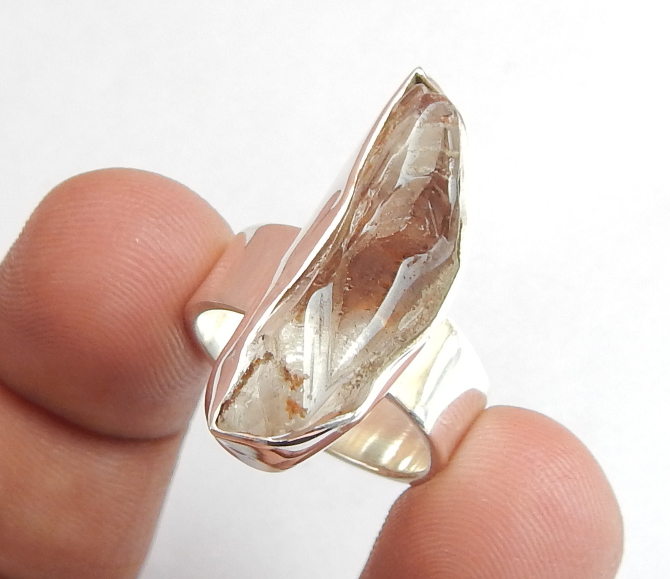 Natural Angel Phantom Quartz 925 Sterling Silver Ring Rough Etsy
