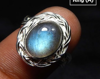Anello in Labradorite Naturale Regolabile Argento Sterling 925