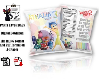 Inside Out 2 Chip Bag: Birthday Party Favors (Digital Download)