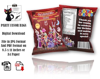 The Amazing Digital Circus Chip Bag, Birthday Party Favors (Digital Download)