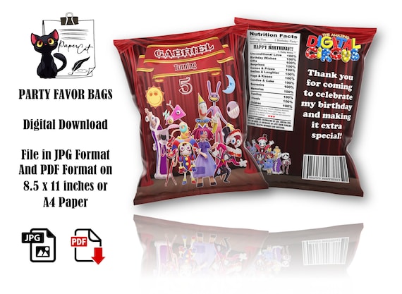 The Amazing Digital Circus Chip Bag, Birthday Party Favors