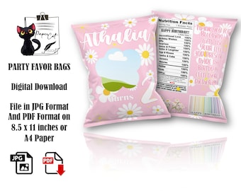 Daisy Birthday Chip Bag: Personalized Party Favors (Digital File)