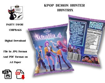 Kpop Demon Hunter Chip Bag, Huntrix Party Favor (Digital Download)