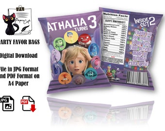 Inside Out 2 Chip Bag: Personalized Birthday Party Favors (Digital Download)