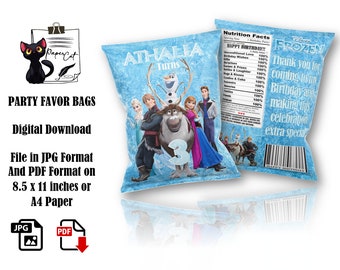 Frozen Birthday Party Favor Chip Bag (digitale download)
