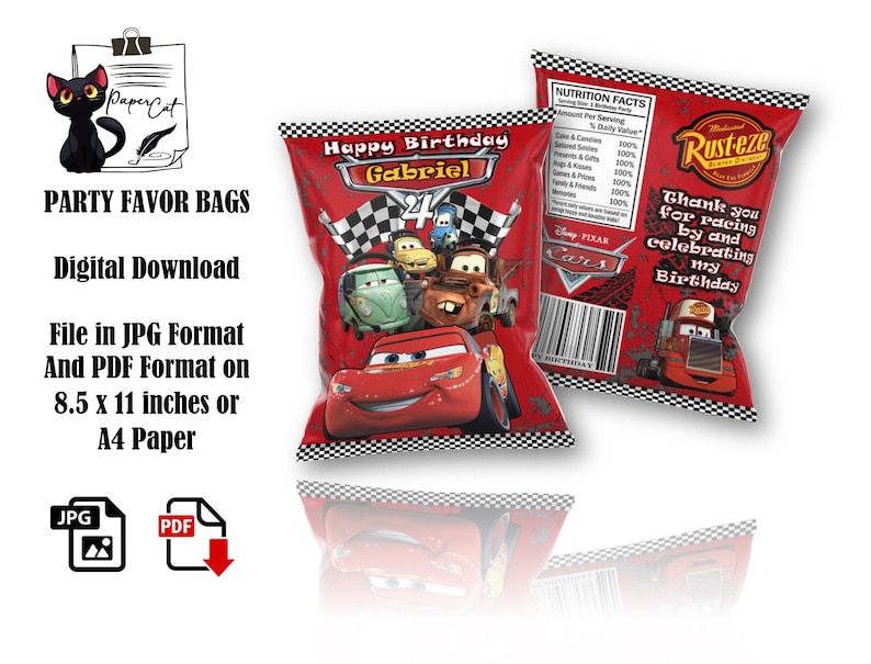Printable Cars Labels, Cars Chip Bags, Lightning Mcqueen Party Loots ...