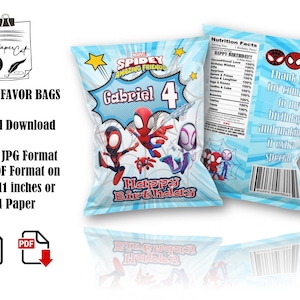 Chiptas Spidey en zijn geweldige vrienden, verjaardagsthema Spidey en zijn geweldige vrienden en feestbedankjes Spidey en zijn geweldige vrienden