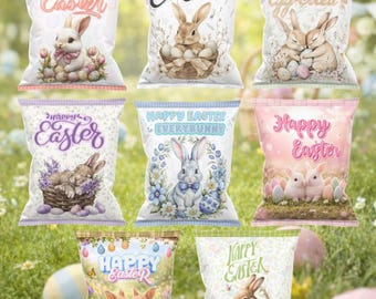 Easter Bunny Chip Bag Templates, Kids Party Favors (Digital Download)