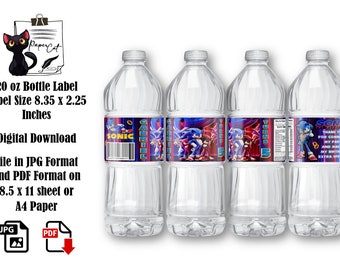 Sonic the Hedgehog Water Bottle Label: Birthday Party Favors (Digital Download)