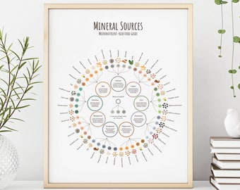 Vitamin and Mineral sources - Micronutrient-rich vegan food guide - Nutrition Infographic Poster - Digital download