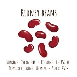 Bean cooking guide - Soaking and cooking times - Infographic poster - Vegan protein sources - Digital download image 3