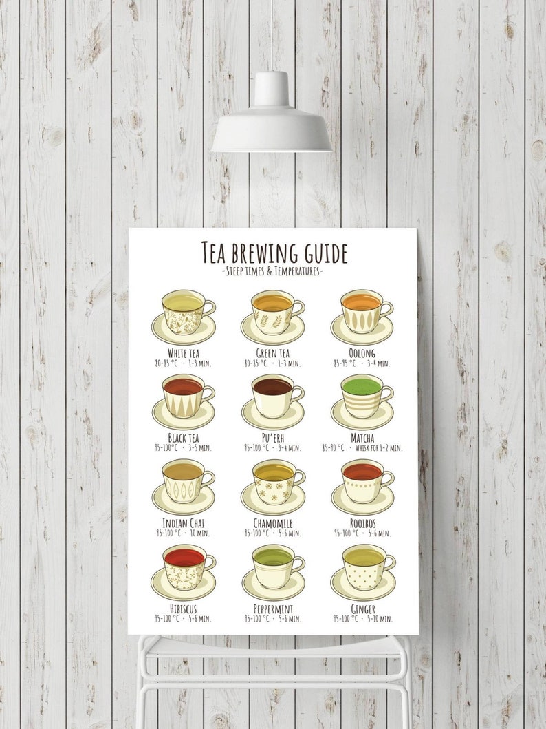 Tea Brewing Guide Infographic Poster Digital Download Etsy