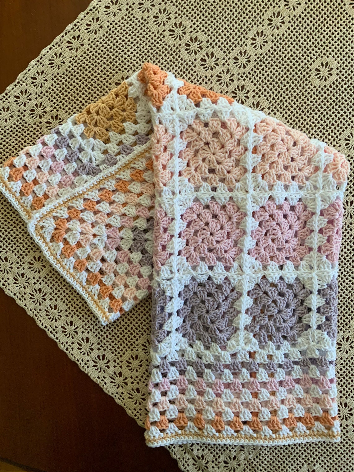 Cotton Crochet Baby Blanket Natural Fiber Baby Girl Afghan Etsy