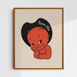 Raisin Hell Giclée Fine Art Print, Western Art Print, Vintage Cowgirl Art, Kewpie Devil Art, Retro Wall Art Print, UNFRAMED