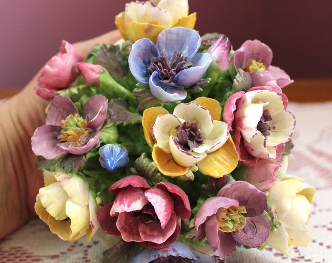 Crown Staffordshire England Bone China Floral Bouquet Figurine Etsy