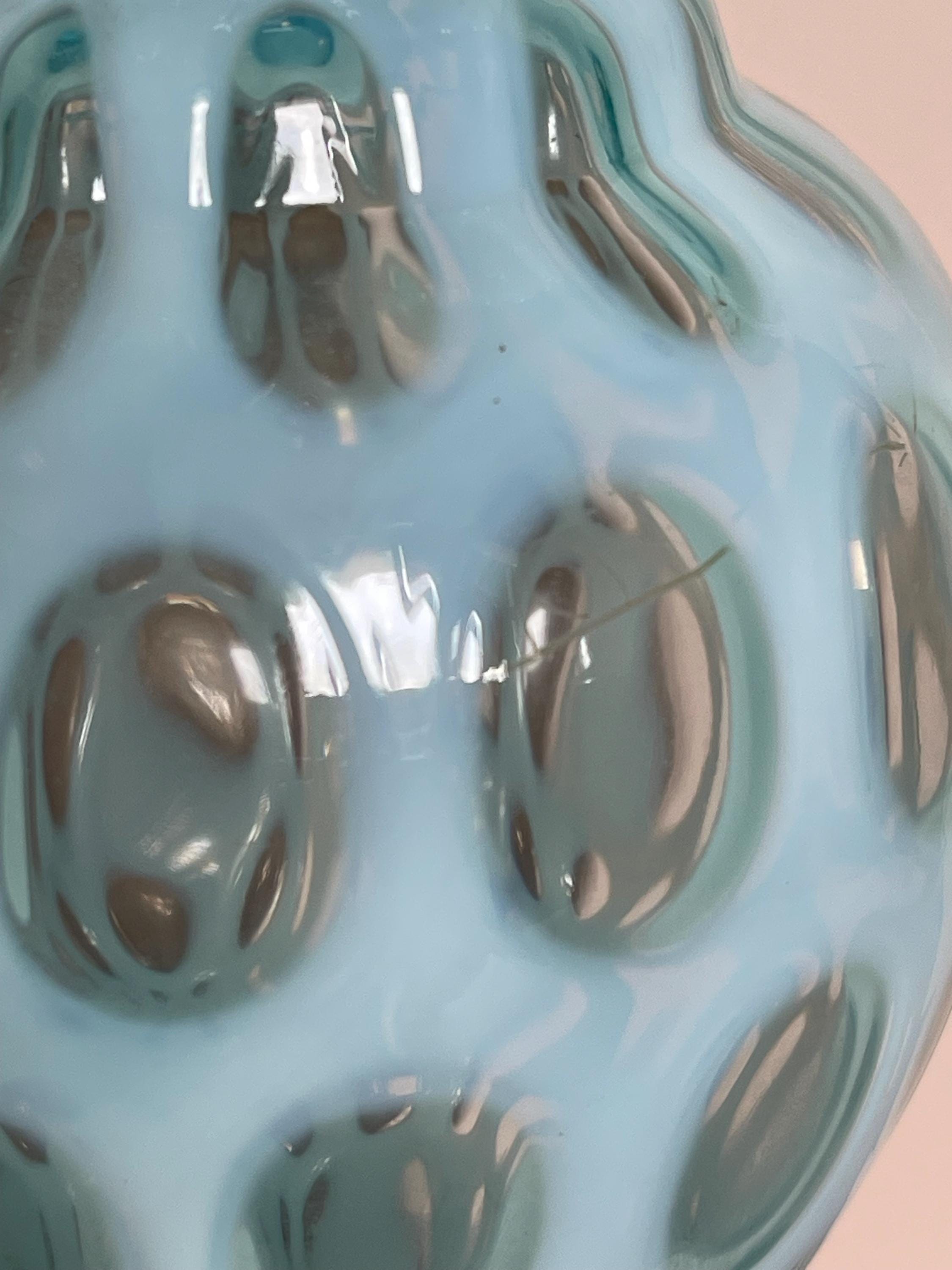 Fenton Blue Opalescent Coin Dot Vase With Ruffled Rim, 8-1/2 Inch ...