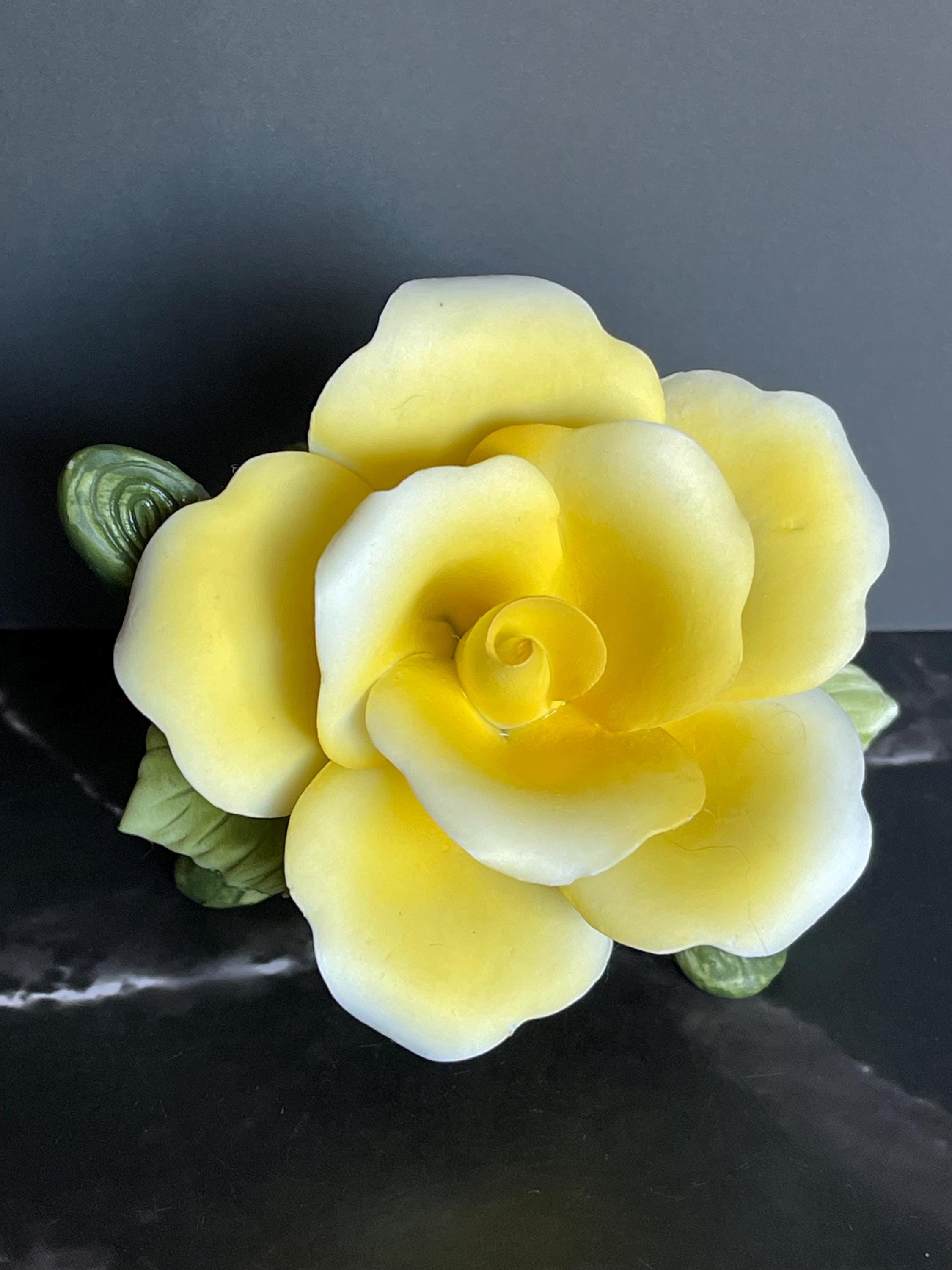 Vintage Yellow Porcelain Rose Figurine, 1990s Floral Decor - Etsy