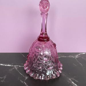 Vintage Fenton Pink Roses Glass Bell - MINT