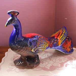Large Colorful Peacock Statue