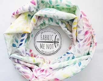 Multicoloured Leaves Spring Infinity Scarf Linen/Viscose Blend | Gift Ideas | Gift For Her