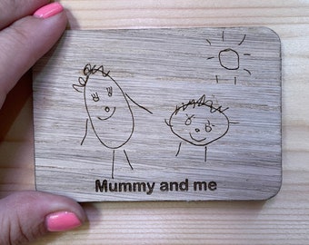 Children’s artwork fridge magnet engraved custom made.  Mother's Day gift. Father's Day.