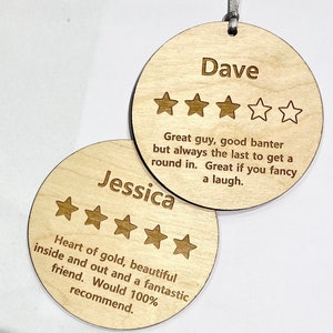 Review a friend wooden disc. Review disc. Birthday gift, valentines gift. Funny birthday, funny valentines.