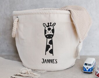 Cesta de almacenamiento "Jirafa + Nombre" (diferentes fuentes posibles)