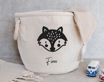 Cesta de almacenamiento "Fox + Name" (diferentes fuentes posibles)