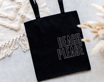 Bolsa de algodón / bolsa de yute / bolsa de tela "Beache por favor" - bolsa y estampado en diferentes colores posibles