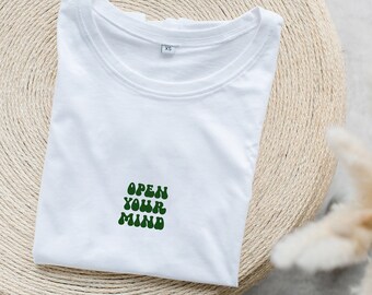 Camiseta "Abre tu mente" blanca - corte holgado