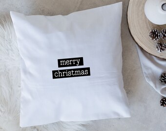 Funda de almohada "feliz navidad" Máquina de escribir