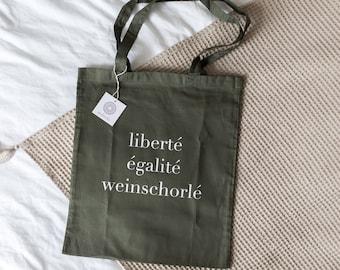 Bolsa de algodón / bolsa de yute / bolsa de tela "weinschorlé" - bolsa y estampado en diferentes colores posibles